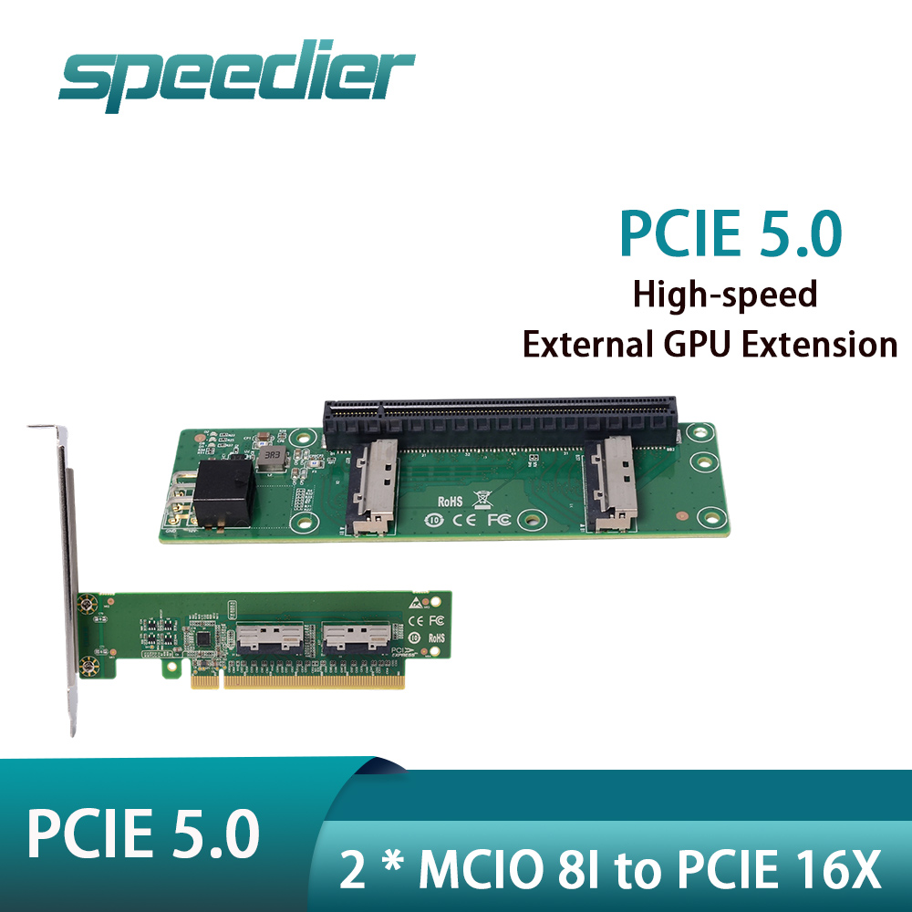 Speedier 2 x MCIO 8i to PCIe 1 - Pcie 5.0 Gpu Riser Cable のレビューと価格